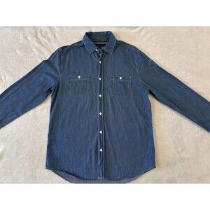 Aeropostale Mens Medium Blue Western Chore Workwear Button Up Shirt Rockabilly